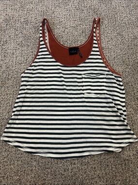 Urban Outfitters Black & White Striped Tank with Rust Trim